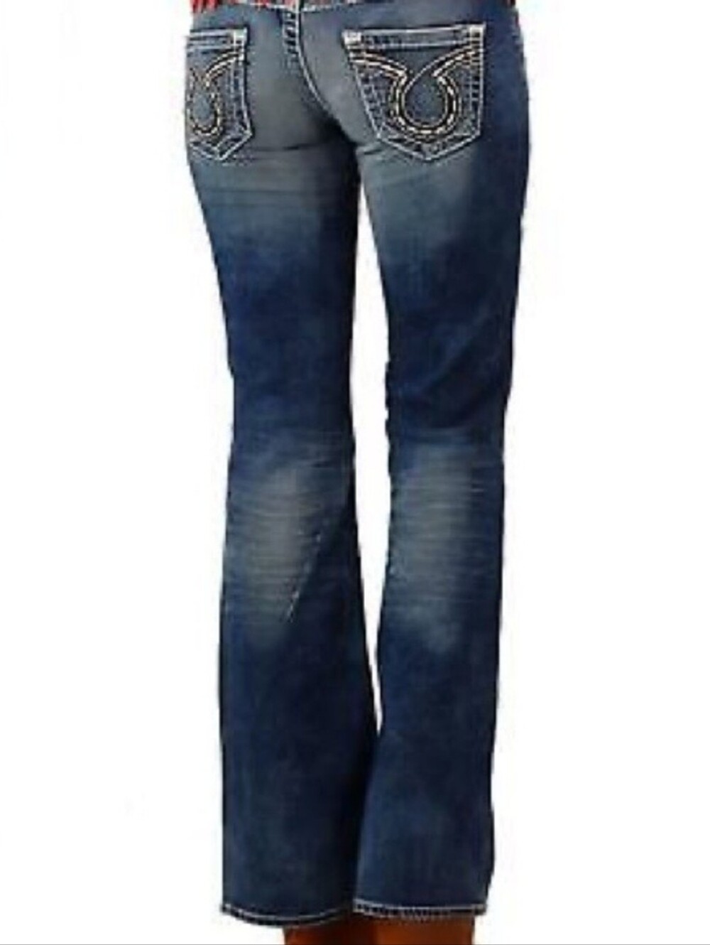 BIG STAR Sweet Low Boot Jeans Women's 27S Embroidered Pockets Y2K Low Rise